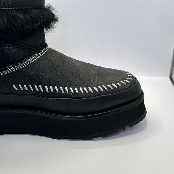 UGG Fluff Punk Women’s Boots Black Size 6 Platform Sheepskin Lined STORE MODEL - Picture 7 of 16